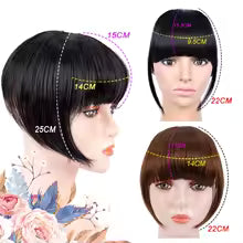 Leeons 81 couleur pince dans les cheveux frange postiche synthétique fausse frange morceau de cheveux pince dans les Extensions de cheveux fausse frange d'air émoussée noir