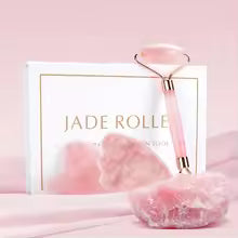 Masseur facial naturel Rouleau de visage Grattoir Gua Sha Double têtes Rouleau de pierre de jade Soins de la peau Massage au quartz rose pour le visage Corps beauté santé lifting Outils rouleau de jade soins de la peau