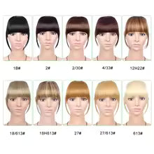 Leeons 81 couleur pince dans les cheveux frange postiche synthétique fausse frange morceau de cheveux pince dans les Extensions de cheveux fausse frange d'air émoussée noir