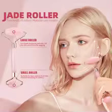 Masseur facial naturel Rouleau de visage Grattoir Gua Sha Double têtes Rouleau de pierre de jade Soins de la peau Massage au quartz rose pour le visage Corps beauté santé lifting Outils rouleau de jade soins de la peau