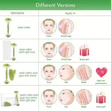 Masseur facial naturel Rouleau de visage Grattoir Gua Sha Double têtes Rouleau de pierre de jade Soins de la peau Massage au quartz rose pour le visage Corps beauté santé lifting Outils rouleau de jade soins de la peau