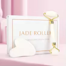 Masseur facial naturel Rouleau de visage Grattoir Gua Sha Double têtes Rouleau de pierre de jade Soins de la peau Massage au quartz rose pour le visage Corps beauté santé lifting Outils rouleau de jade soins de la peau
