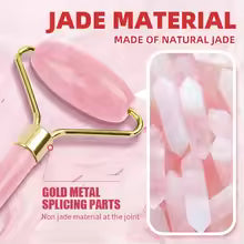 Masseur facial naturel Rouleau de visage Grattoir Gua Sha Double têtes Rouleau de pierre de jade Soins de la peau Massage au quartz rose pour le visage Corps beauté santé lifting Outils rouleau de jade soins de la peau