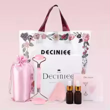Masseur facial naturel Rouleau de visage Grattoir Gua Sha Double têtes Rouleau de pierre de jade Soins de la peau Massage au quartz rose pour le visage Corps beauté santé lifting Outils rouleau de jade soins de la peau