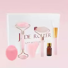 Masseur facial naturel Rouleau de visage Grattoir Gua Sha Double têtes Rouleau de pierre de jade Soins de la peau Massage au quartz rose pour le visage Corps beauté santé lifting Outils rouleau de jade soins de la peau
