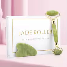 Masseur facial naturel Rouleau de visage Grattoir Gua Sha Double têtes Rouleau de pierre de jade Soins de la peau Massage au quartz rose pour le visage Corps beauté santé lifting Outils rouleau de jade soins de la peau